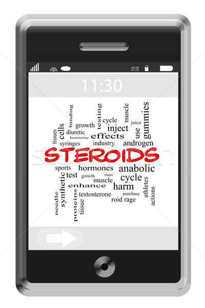 Steroids Word Cloud Concept on a Touchscreen Phone Stock photo © mybaitshop