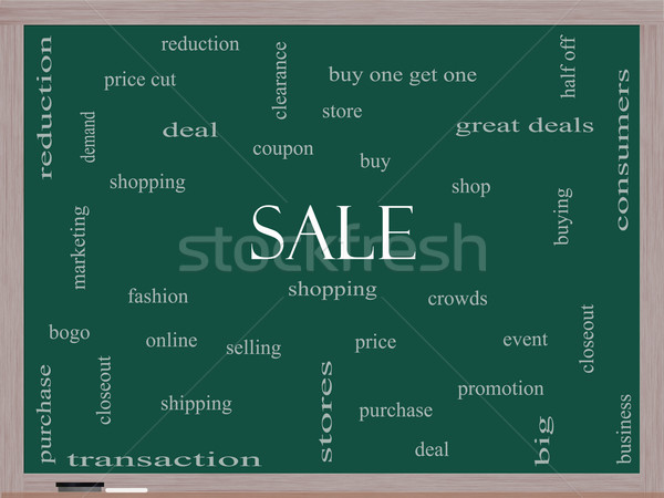 Sale Word Cloud Concept on a Blackboard Stock photo © mybaitshop