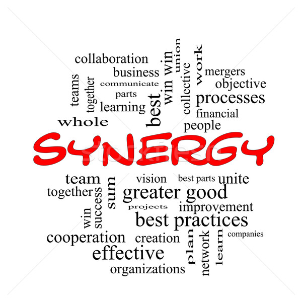 Synergy Word Cloud Concept in red caps Stock photo © mybaitshop