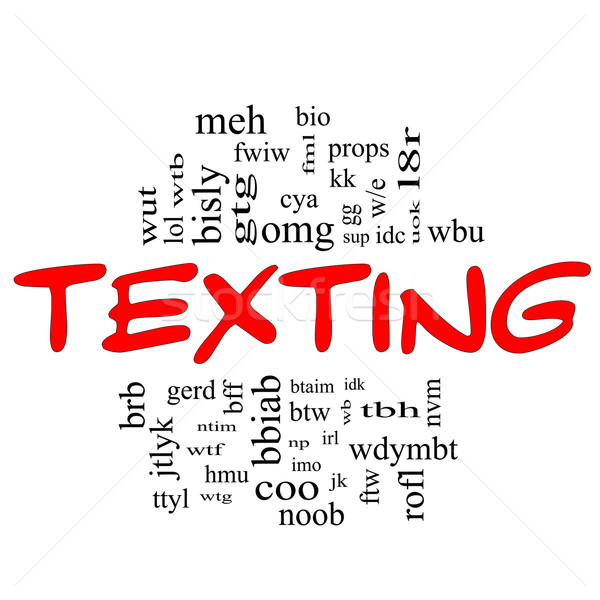 Texting Word Cloud Concept in red & black Stock photo © mybaitshop