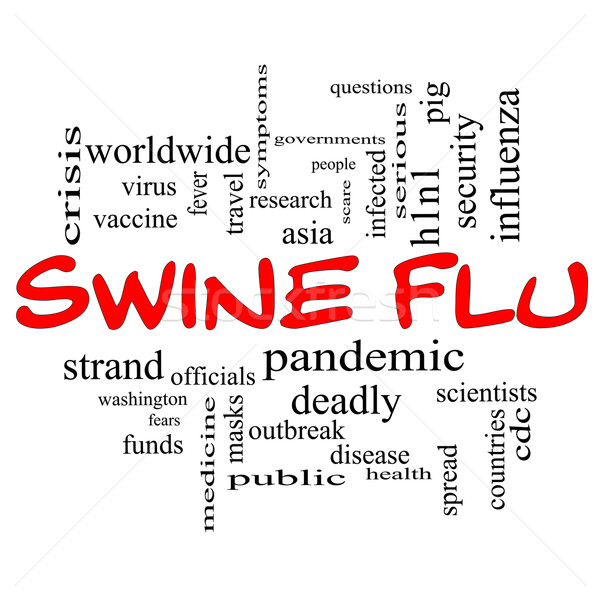 Swine Flu Word Cloud Concept in Red Caps Stock photo © mybaitshop