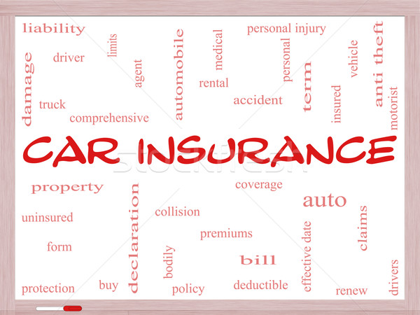 Car Insurance Word Cloud Concept on a Whiteboard Stock photo © mybaitshop