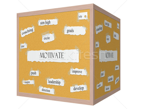 Motivate 3D cube Corkboard Word Concept Stock photo © mybaitshop