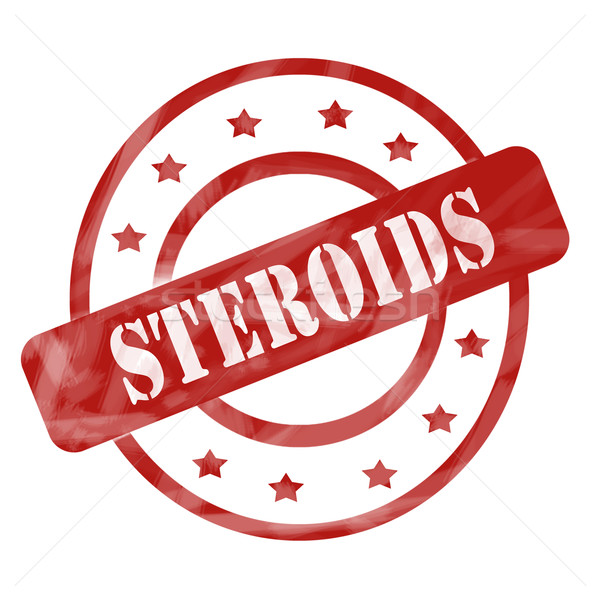 Red Weathered Steroids Stamp Circle and Stars Stock photo © mybaitshop