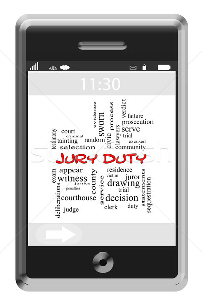 Jurado deber nube de palabras pantalla táctil teléfono Foto stock © mybaitshop