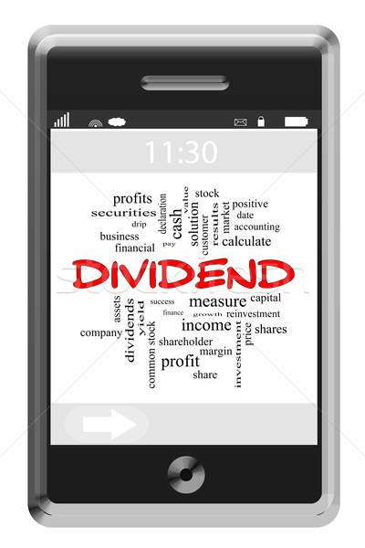 Dividend Word Cloud Concept on a Touchscreen Phone Stock photo © mybaitshop