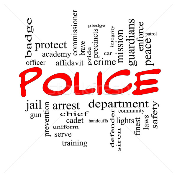 Police Word Cloud Concept in red caps Stock photo © mybaitshop