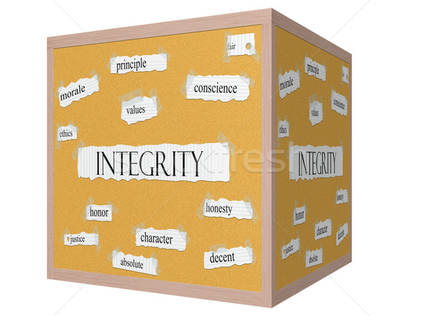 Integrity 3D cube Corkboard Word Concept Stock photo © mybaitshop