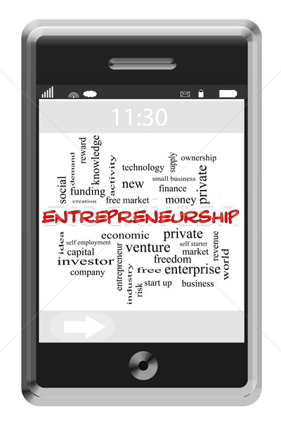 Unternehmertum Wort-Wolke Telefon groß Eigentum Stock foto © mybaitshop
