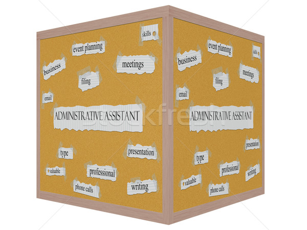 Amministrativa assistente 3D cubo parola Foto d'archivio © mybaitshop