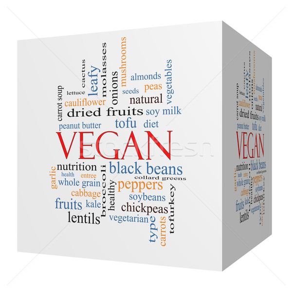 Veganistisch 3D kubus woordwolk groot tofu Stockfoto © mybaitshop