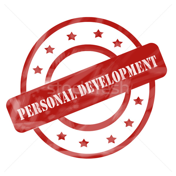 Red Weathered Personal Development Stamp Circles and Stars Stock photo © mybaitshop