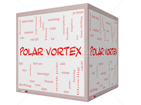 Polar Vortex Word Cloud Concept on a 3D cube Whiteboard Stock photo © mybaitshop