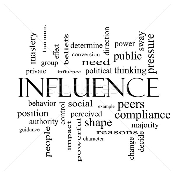 Influence Word Cloud Concept in black and white Stock photo © mybaitshop