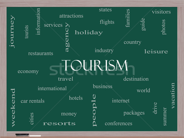 Tourism Word Cloud Concept on a Blackboard Stock photo © mybaitshop