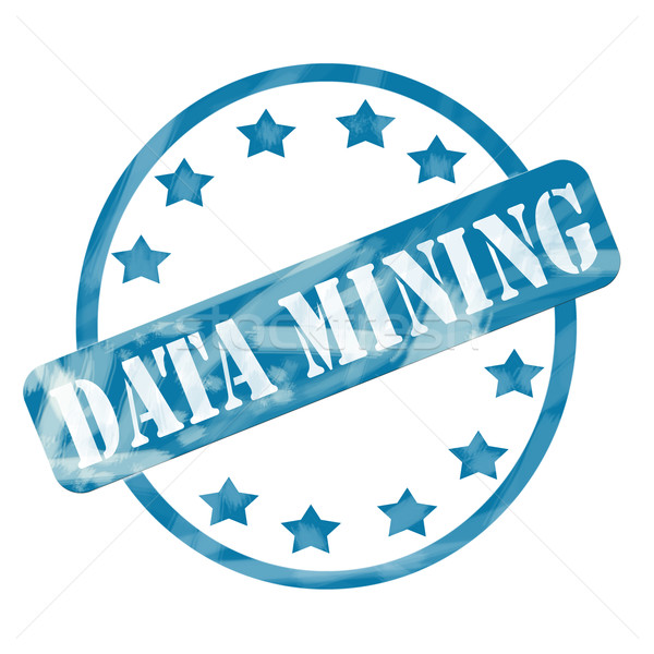 Blue Weathered Data Mining Stamp Circle and Stars Stock photo © mybaitshop