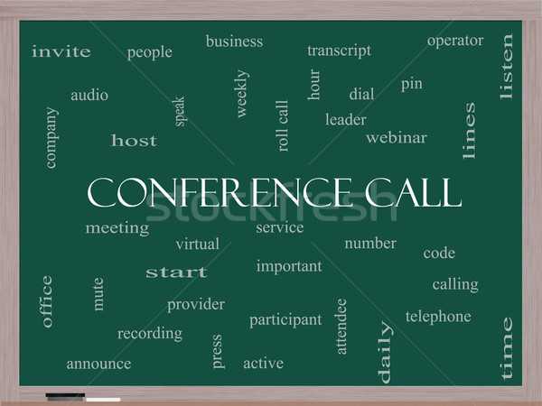 Conference Call Word Cloud Concept on a Blackboard Stock photo © mybaitshop