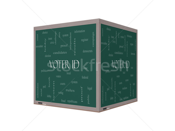Voter ID Word Cloud Concept on a 3D Blackboard Stock photo © mybaitshop