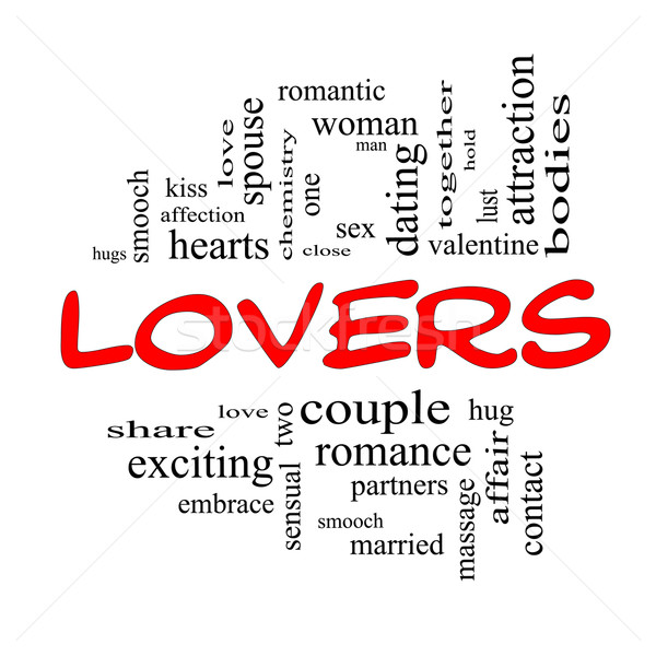 Lovers Word Cloud Concept in Red Caps Stock photo © mybaitshop