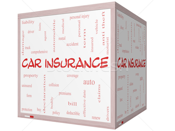 Car Insurance Word Cloud Concept on a 3D cube Whiteboard Stock photo © mybaitshop