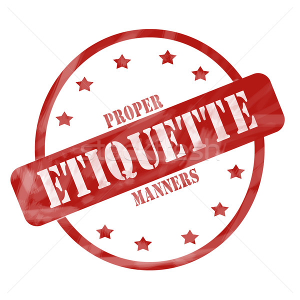 Red Weathered Etiquette Stamp Circle and Stars Stock photo © mybaitshop