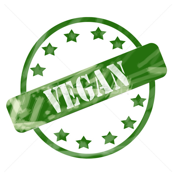 Groene verweerde veganistisch stempel cirkel sterren Stockfoto © mybaitshop