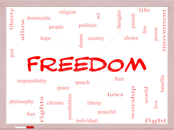 Freedom Word Cloud Concept on a Whiteboard Stock photo © mybaitshop