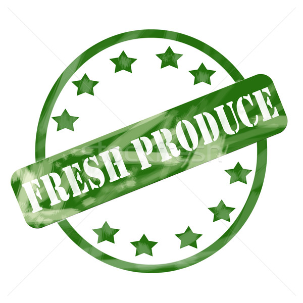 Green Weathered Fresh Produce Stamp Circle and Stars Stock photo © mybaitshop