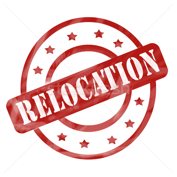 Red Weathered Relocation Stamp Circles and Stars Stock photo © mybaitshop