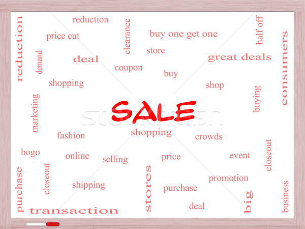 Sale Word Cloud Concept on a Whiteboard Stock photo © mybaitshop