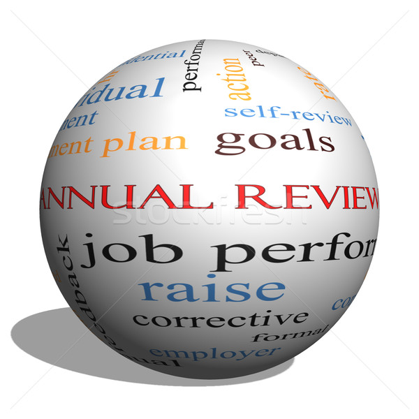 Annual Review Word Cloud Concept on a 3D Sphere Stock photo © mybaitshop
