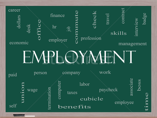 Employment Word Cloud Concept on a Blackboard Stock photo © mybaitshop