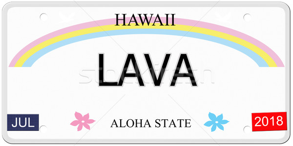 Stock foto: Lava · Hawaii · Nummernschild · geschrieben · Nachahmung · aloha