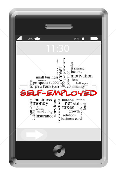 Self-Employed Word Cloud Concept on a Touchscreen Phone Stock photo © mybaitshop