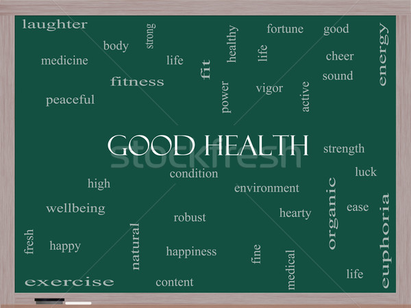 Good Health Word Cloud Concept on a Blackboard Stock photo © mybaitshop