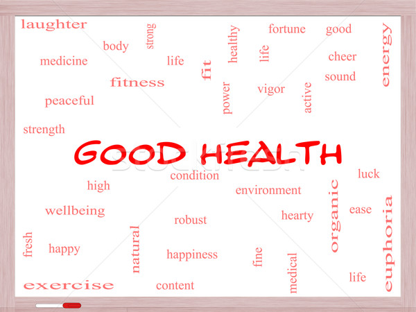 Good Health Word Cloud Concept on a Whiteboard Stock photo © mybaitshop