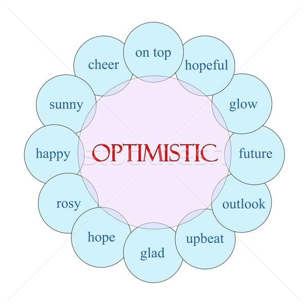 Optimistisch woord diagram roze Blauw Stockfoto © mybaitshop