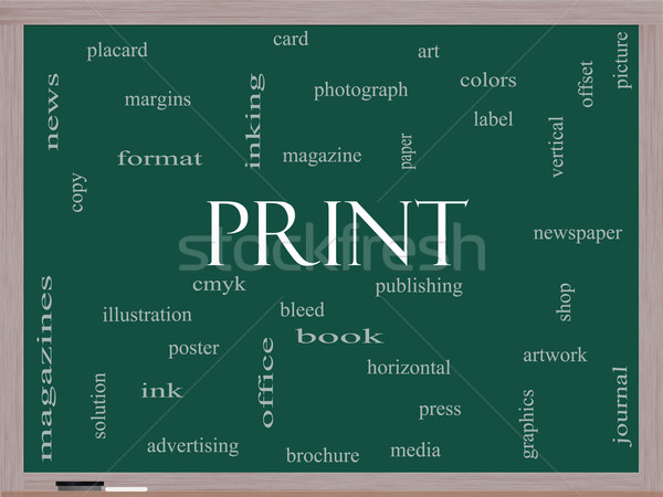 Print Word Cloud Concept on a Blackboard Stock photo © mybaitshop