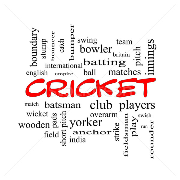 Cricket Wort-Wolke rot groß Ball mehr Stock foto © mybaitshop