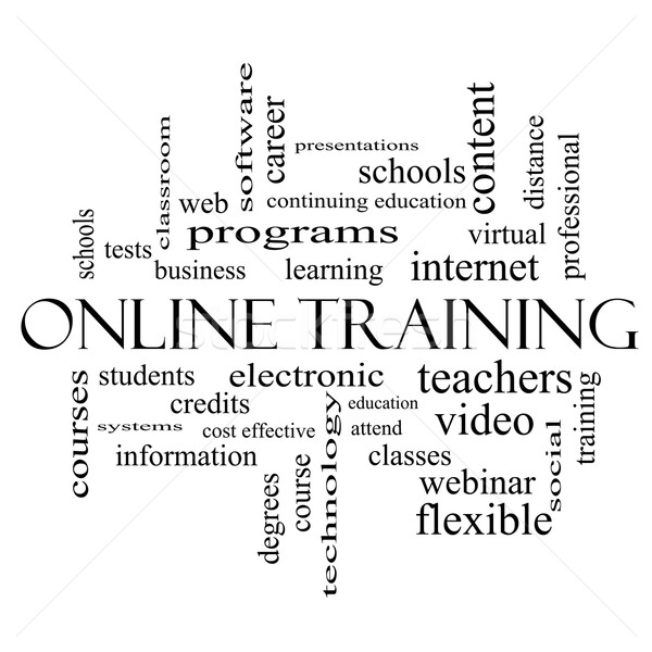 Online Training Word Cloud Concept in black and white Stock photo © mybaitshop