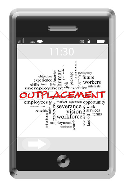 Outplacement Word Cloud Concept on a Touchscreen Phone Stock photo © mybaitshop