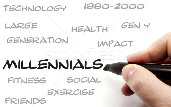 Hand writing Millennials word Concept Stock photo © mybaitshop