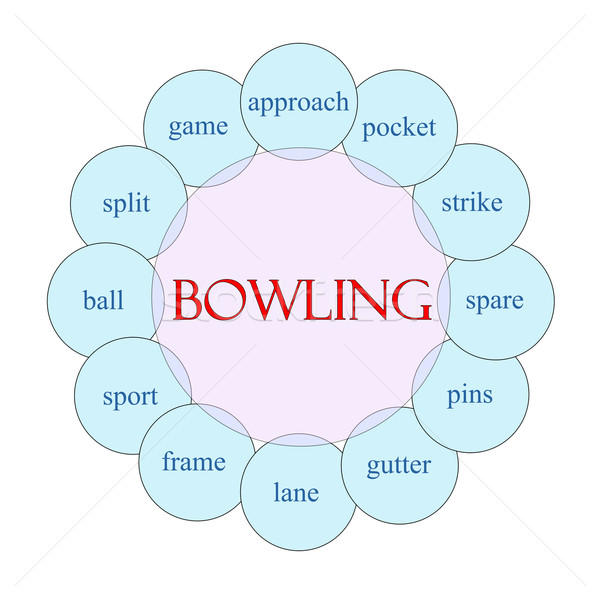 Bowling Rundschreiben Wort Diagramm rosa blau Stock foto © mybaitshop