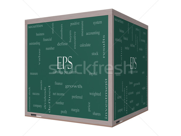 Stock photo: EPS Word Cloud Concept on a 3D Blackboard