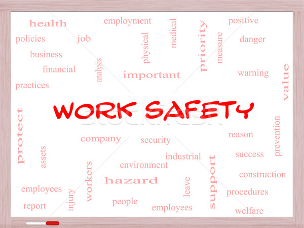Work Safety Word Cloud Concept on a Whiteboard Stock photo © mybaitshop