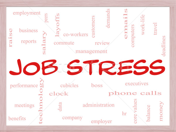 Job Stress Word Cloud Concept on a Whiteboard Stock photo © mybaitshop