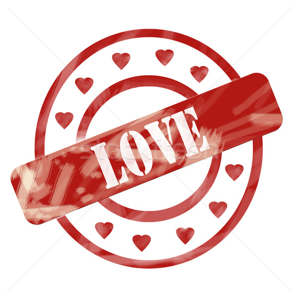 Red Weathered Love Stamp Circles and Hearts Stock photo © mybaitshop