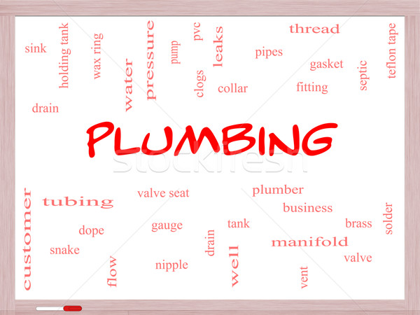 Plumbing Word Cloud Concept on a Whiteboard Stock photo © mybaitshop