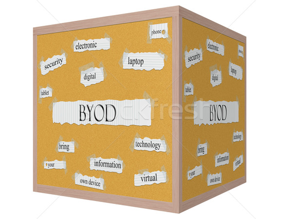 BYOD 3D cube Corkboard Word Concept Stock photo © mybaitshop