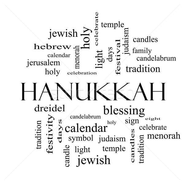 Hanukkah Word Cloud Concept in black and white Stock photo © mybaitshop